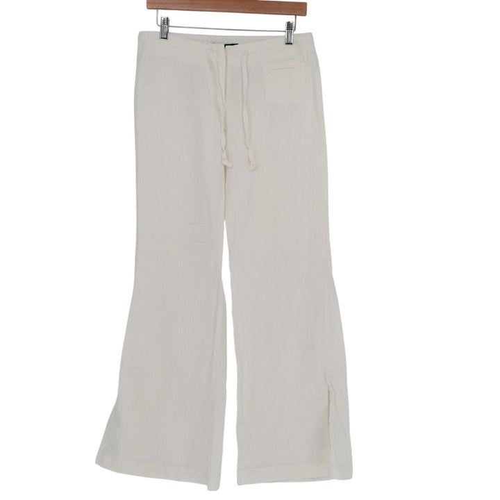 Express Pants Womens 5/6 White Coin Pocket Drawstring Waist Ankle Slit Wide Leg