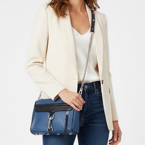 Rebecca Minkoff Blue Leather Studded Chain Shoulder Crossbody Bag