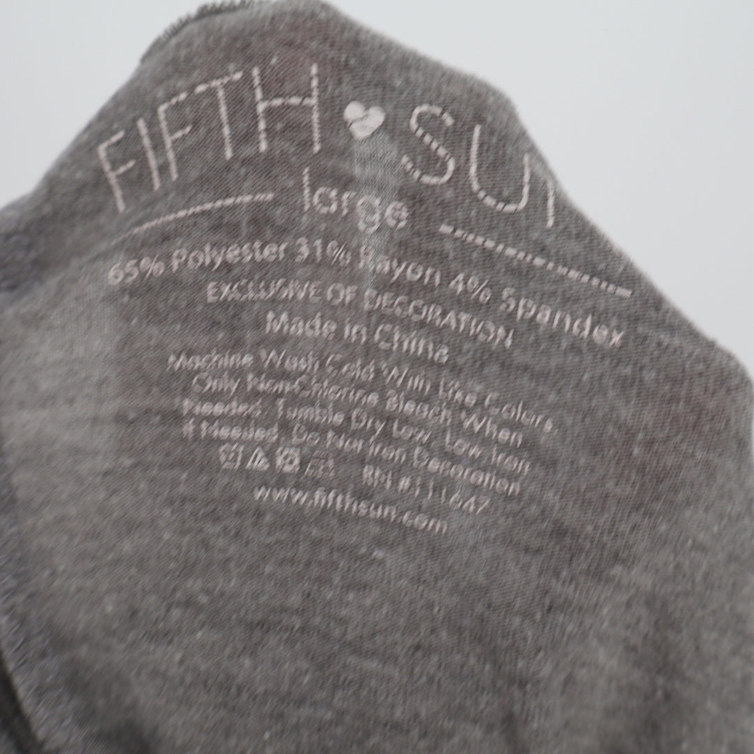 Fifth Sun Womens Gray Nama-Stay In Bed Graphic Pocket Sharkbite Top Size L