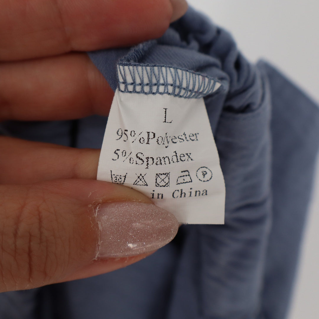 Womens Blue Elastic Drawstring Waist Casual Cuffed Shorts Size Large