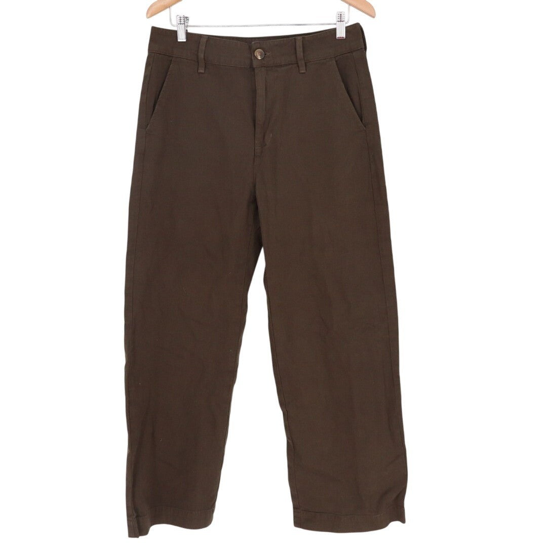 American Giant Ankle Pants Womens 12 Brown Cotton Stretch Wide Leg Streetwear