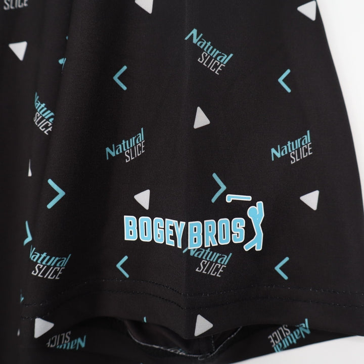 Bogeybros Polo Shirt Mens 2XL Black Printed Stretch Short Sleeve Golf Tennis