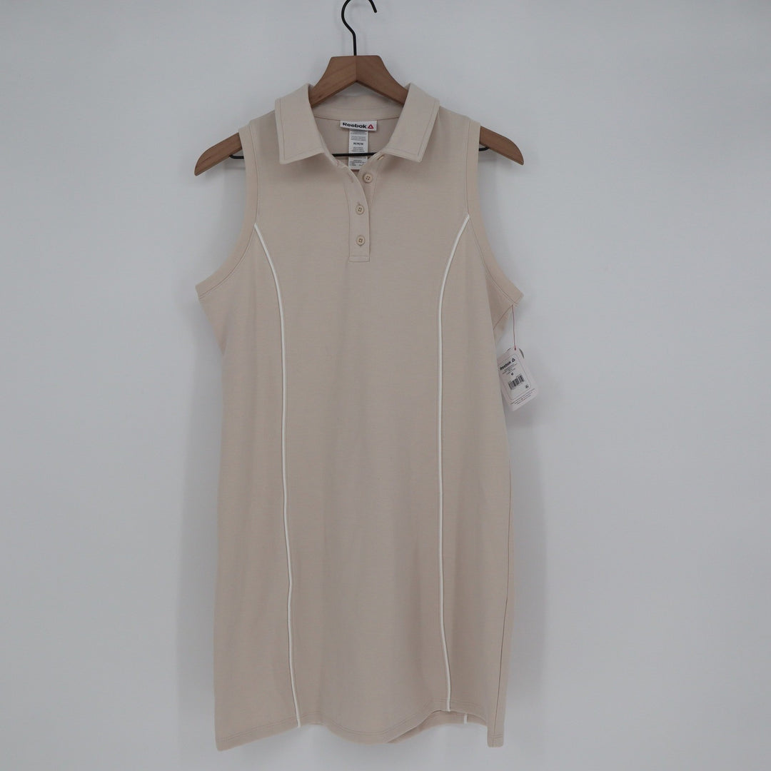 Reebok Team Player Polo Dress Pumice Stone Beige Sleeveless Mini M