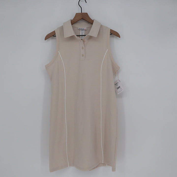 Reebok Team Player Polo Dress Pumice Stone Beige Sleeveless Mini M