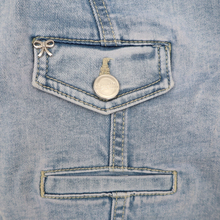 Nanette Lepore Vest Womens Medium Blue Denim Cotton Stretch Pockets front Button