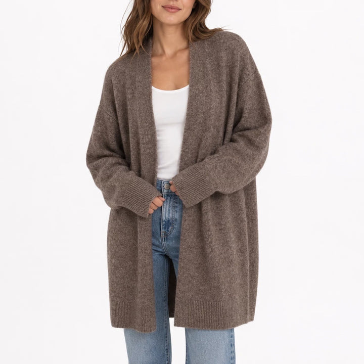 H&M Womens XL Brown Marl Longline Open Front Cardigan Wool Blend Sweater SSA 129