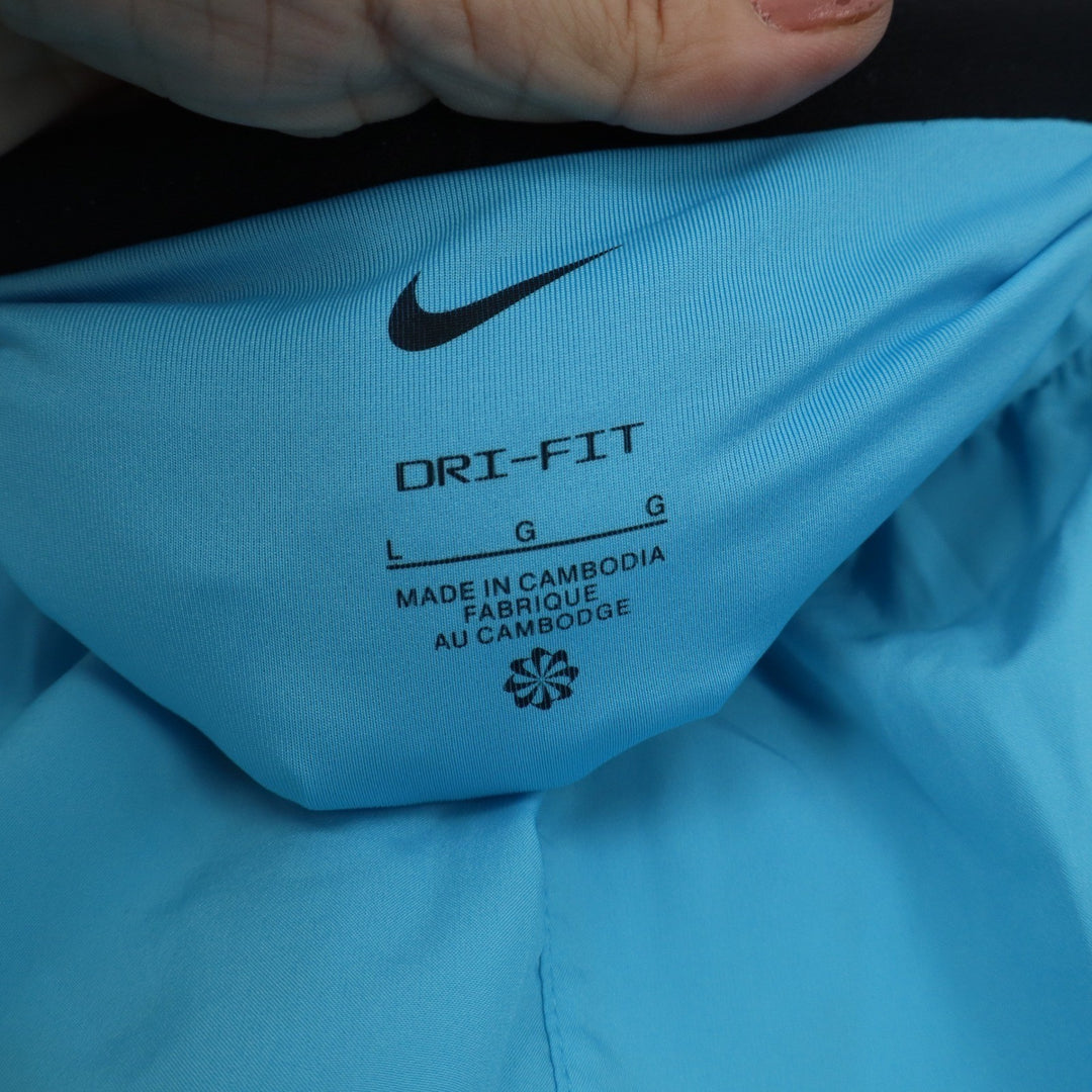 Nike Mens Dri-FIT Running Shorts Blue Black Mesh 5 Inch Inseam Large