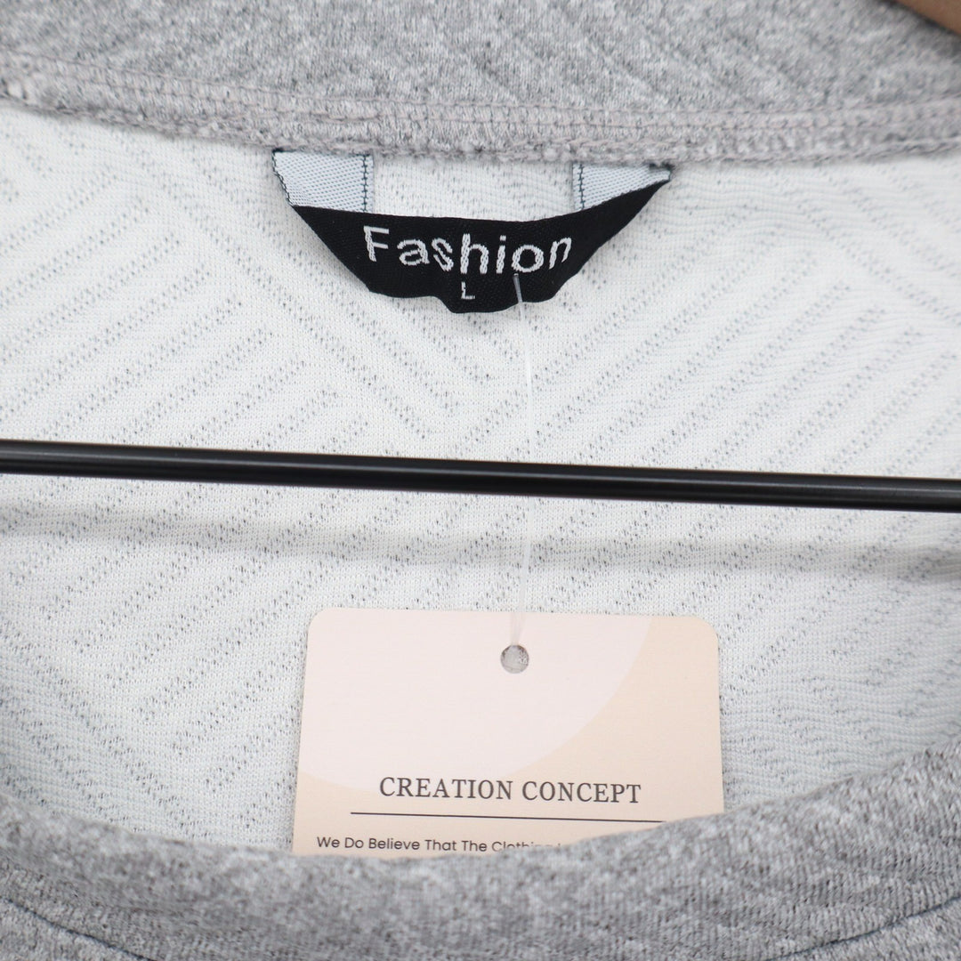 Creation Concept Womens Heather Grey Textured Boxy Short Sleeve Top Large 7005
