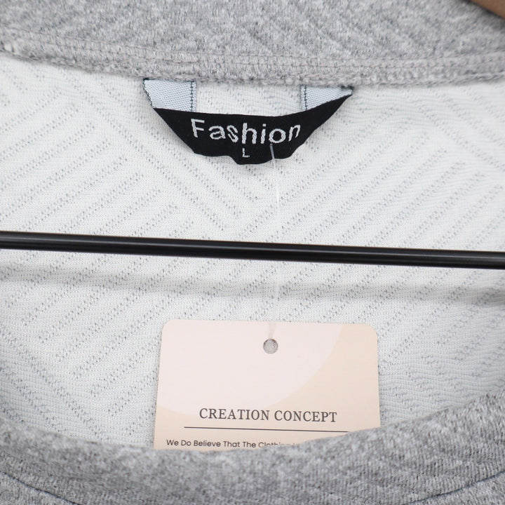 Creation Concept Womens Heather Grey Textured Boxy Short Sleeve Top Large 7005
