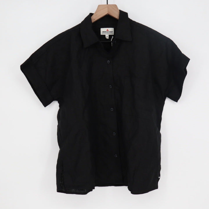 American Giant Easy Linen Shirt Meteorite Black Short Sleeve Button Up Top XS
