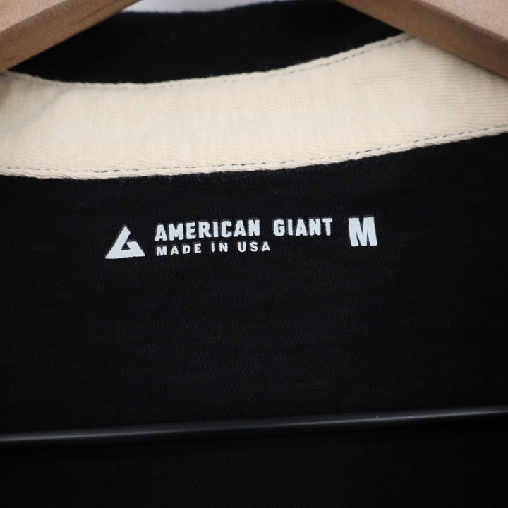 American Giant Rugby Shirts Mens Medium Black Cotton Spread Collar Outdoor Wear