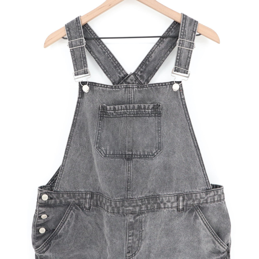 urban Bliss Shortsall Womens 16 Gray Denim Cotton Adjustable Strap Side Buttons