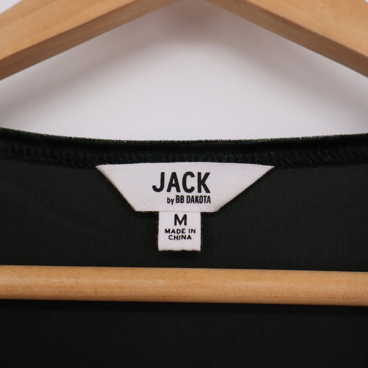 Jack By BB Dakota Velvet Sheath Dress Womens Medium Green V-Neck Short Sleeve
