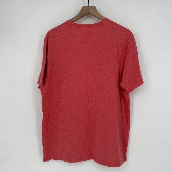 Nautica Mens Large Heather Red Cotton Spandex Short Sleeve Crew Neck Logo Tee