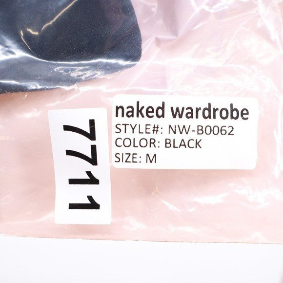 Naked Wardrobe Black One Shoulder Long Sleeve Bodysuit Size M