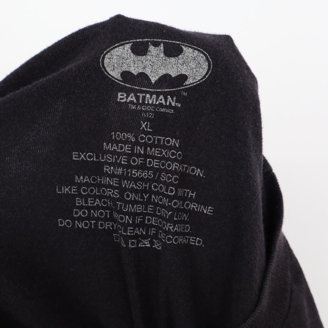 Batman T-Shirt Mens Large Black DC Comics Graphic Print Cotton Crew Neck Outdoor