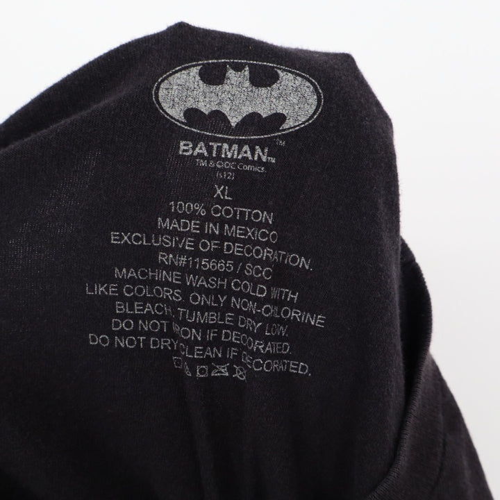 Batman T-Shirt Mens Large Black DC Comics Graphic Print Cotton Crew Neck Outdoor