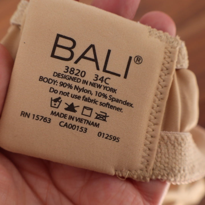 Bali Double Support Wireless Bra Womens 34C Nude Cool Comfort Full Coverage
