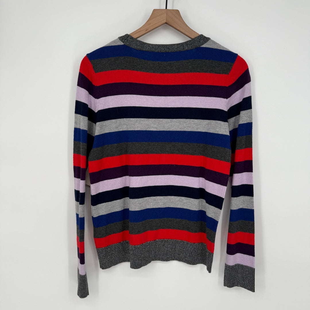 Court & Rowe Sweater Women Small Multicolor Metallic Striped Tight Knit Pullover