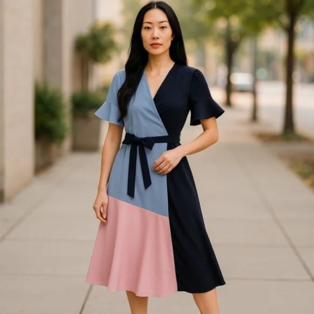 Hutch Colorblock Wrap Dress Size S