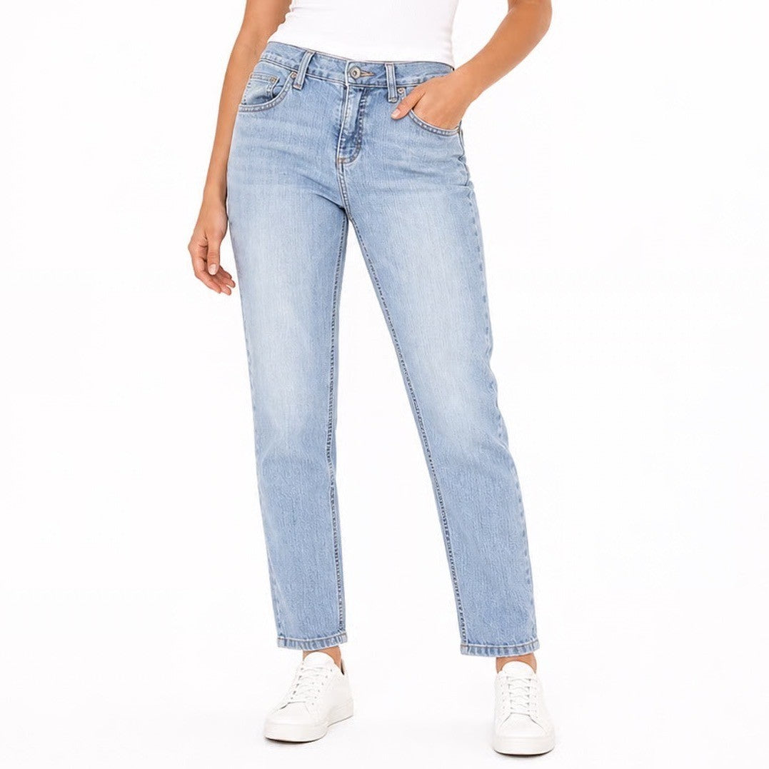 Merona Womens Fit 4 Light Wash Denim Crop Jeans Size 8R Blue Pantacourt