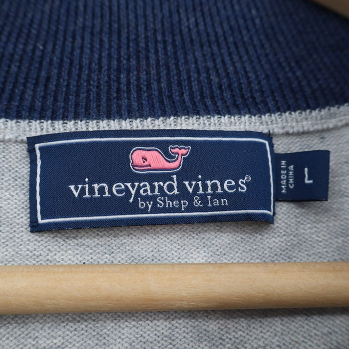 Vineyard Vines Sweater Mens Large Gray Quarter-Zip Mock Neck Long Sleeve Ribbed