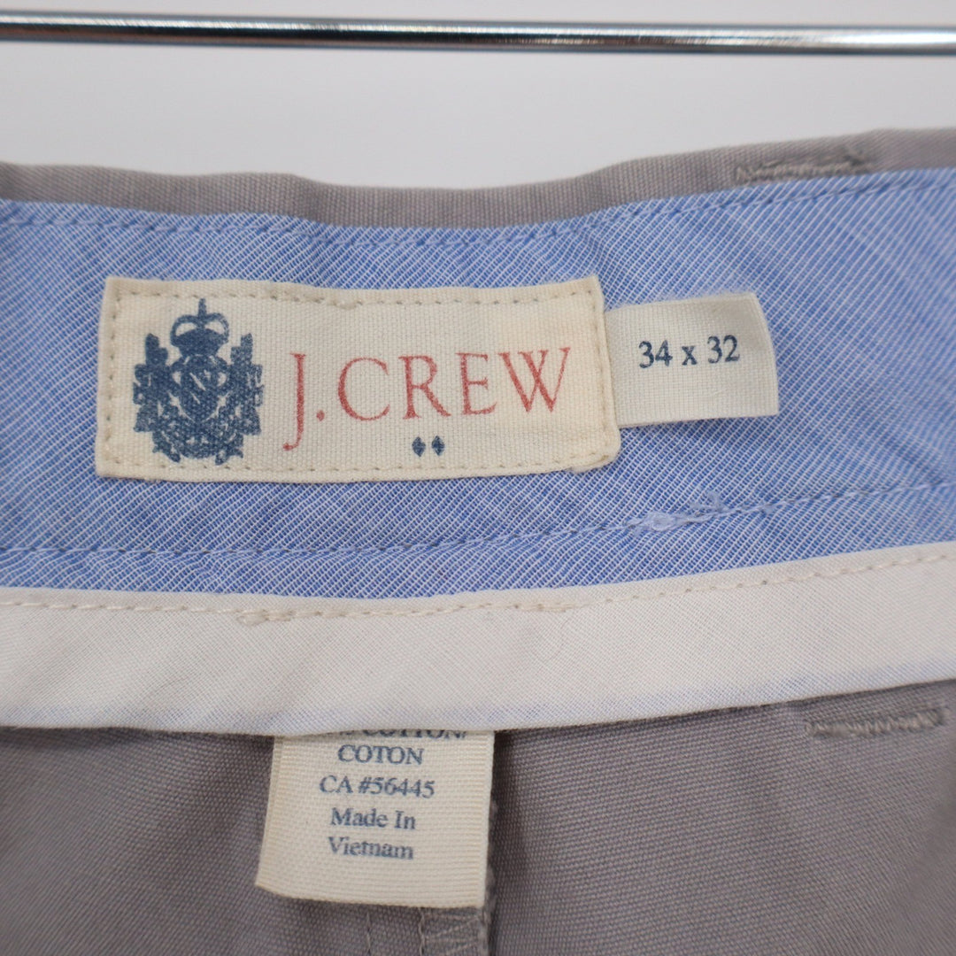 J.Crew Mens Essential Chino Pants Grey Straight Leg 100% Cotton 34x32