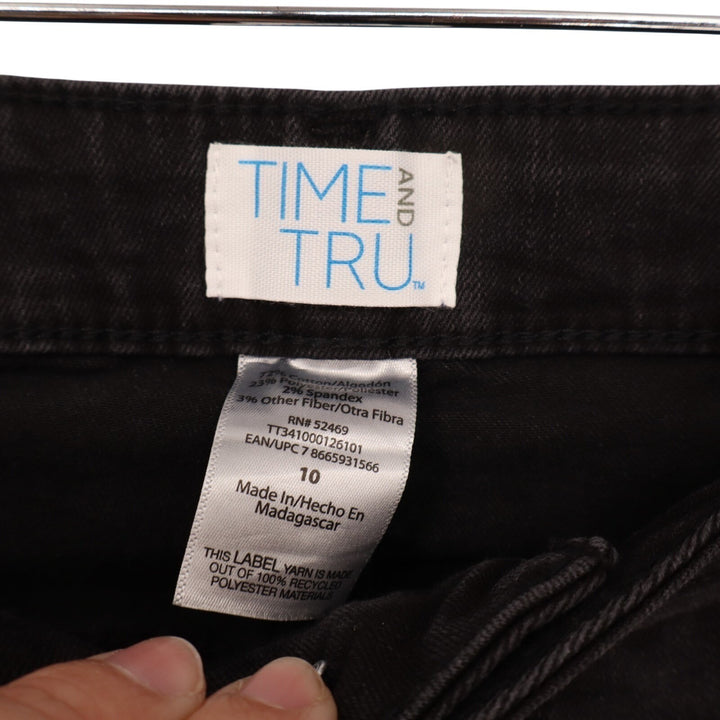 Time and Tru Bootcut Jeans Womens 10 Black Denim Cotton Stretch Mid Rise Travel