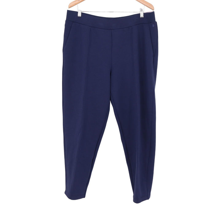 Calia Navy Blue Soft Scuba Pintuck Tapered Pants XL High Rise Elastic Waist