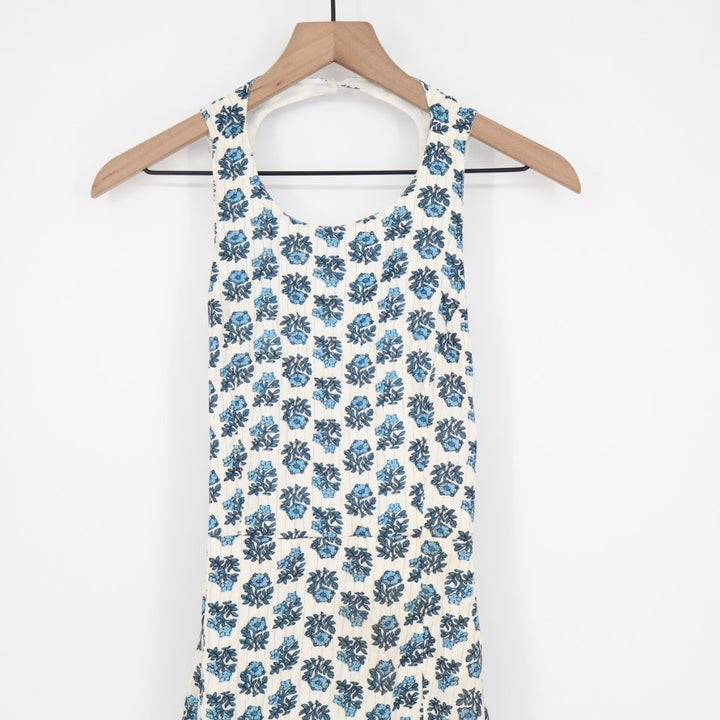 Lulus Flirty Fave Midi Dress Womens XS White Floral Cotton Tie-Back Round Neck