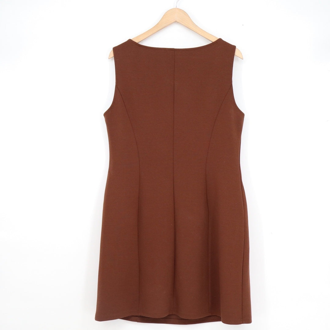 PrettyGarden Brown Sleeveless Boat Neck Sheath Mini Dress Size L