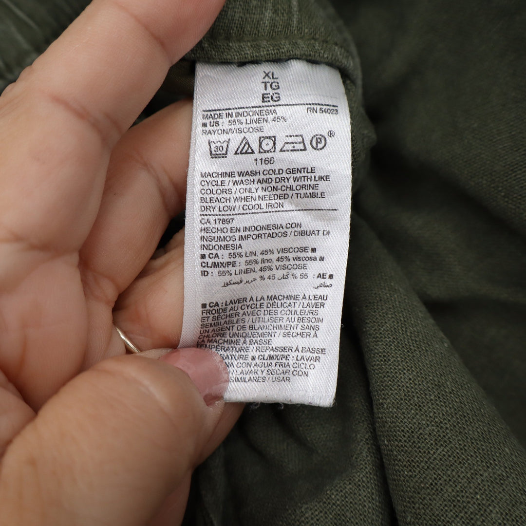 Old Navy Womens XL Olive Green Linen Blend Drawstring Elastic Waist Shorts XL