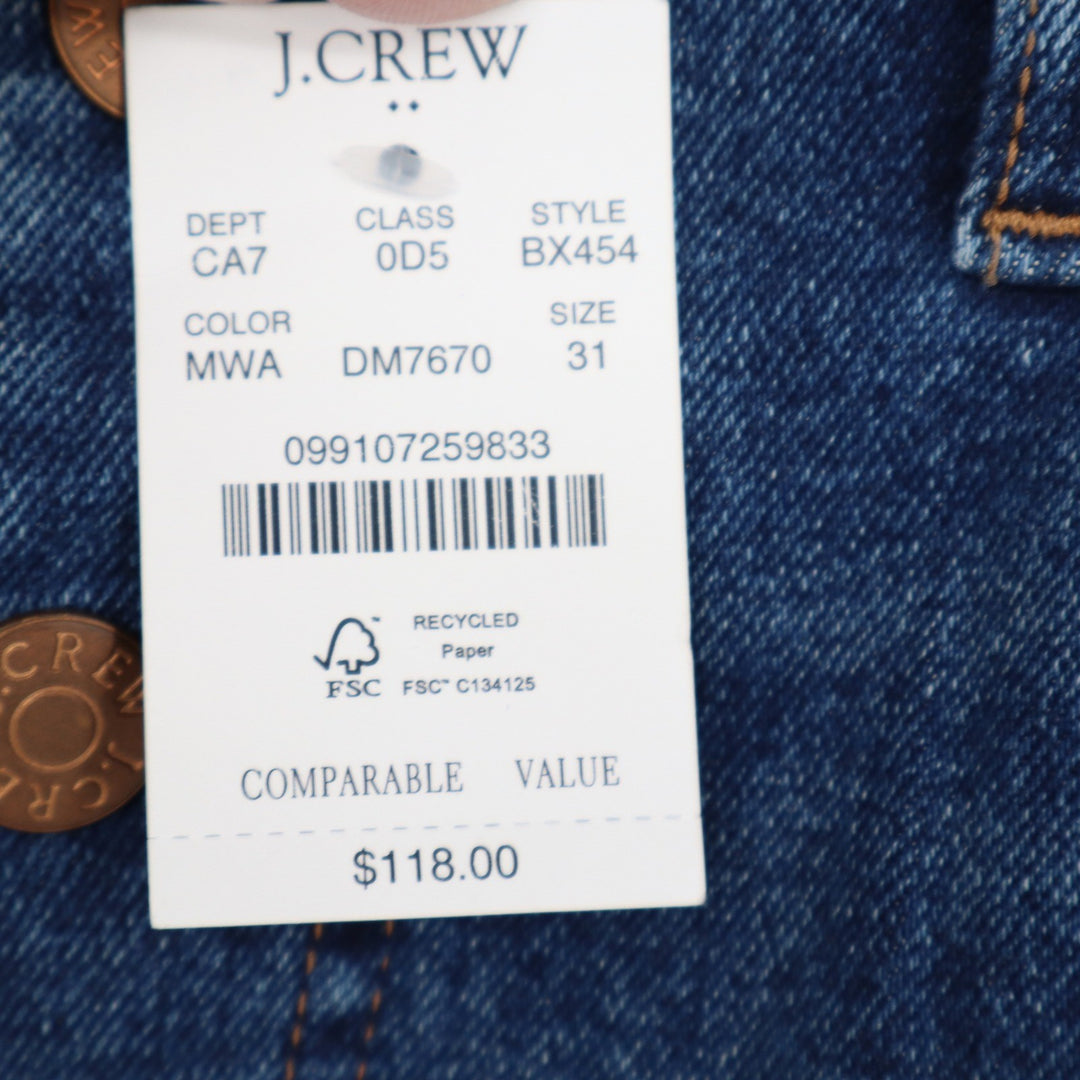 J.Crew Essential Straight Jeans Medium Wash Button Fly Size 31