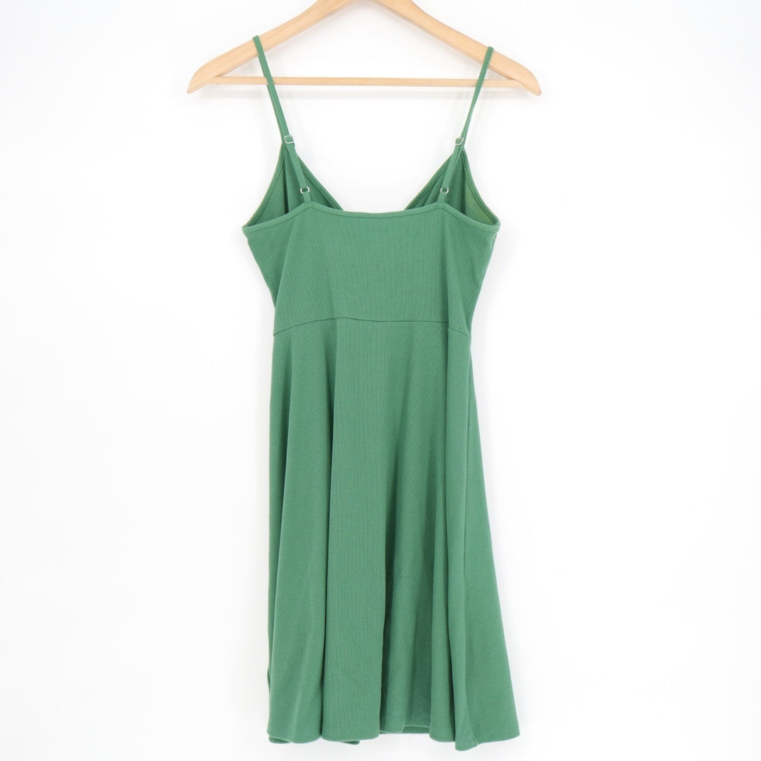 Wild Fable Mini Dress Womens Medium Green Cotton Stretch Ribbed Spaghetti Strap