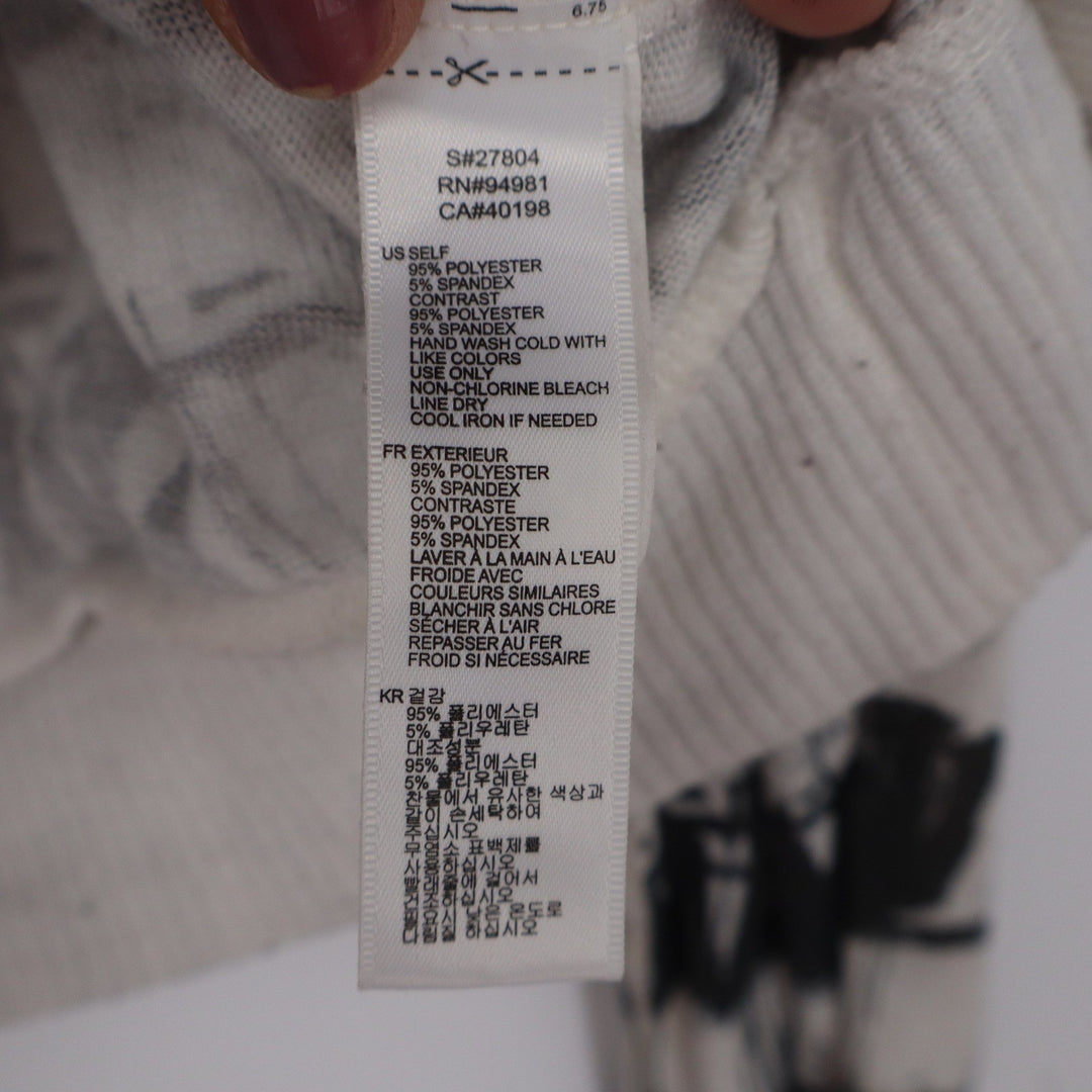 XXI Forever Womens Medium White Black Abstract Geometric Zip Up Hoodie