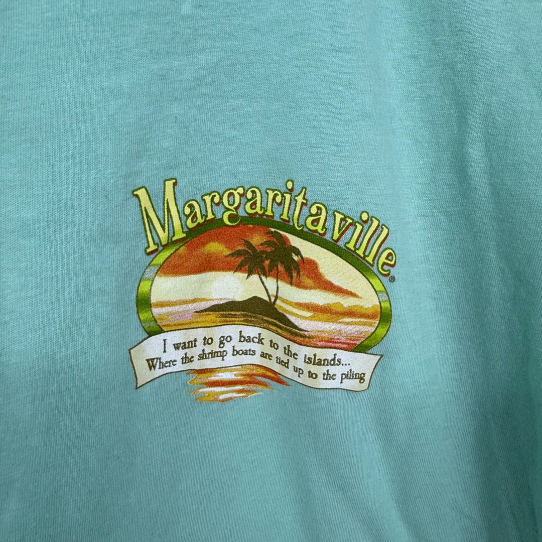 Margaritaville Graphic T Shirt Teal Palm Tree Island Vibes Large