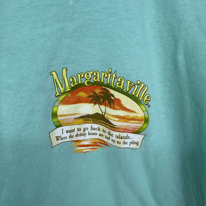 Margaritaville Graphic T Shirt Teal Palm Tree Island Vibes Large