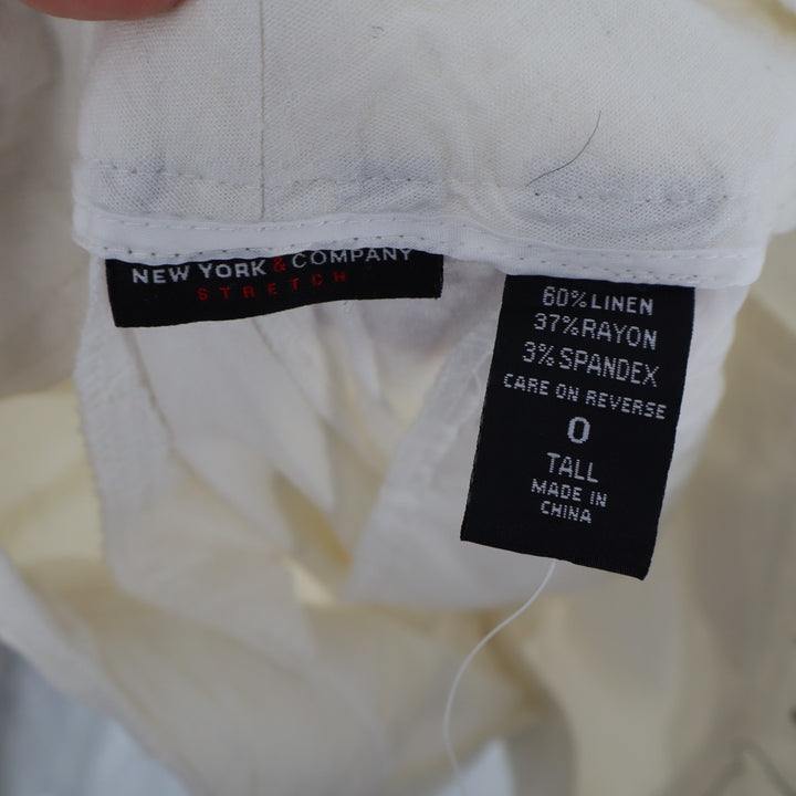 New York & Company Pants Women 0 Tall Beige Stretch Preppy Low Rise Wide Leg