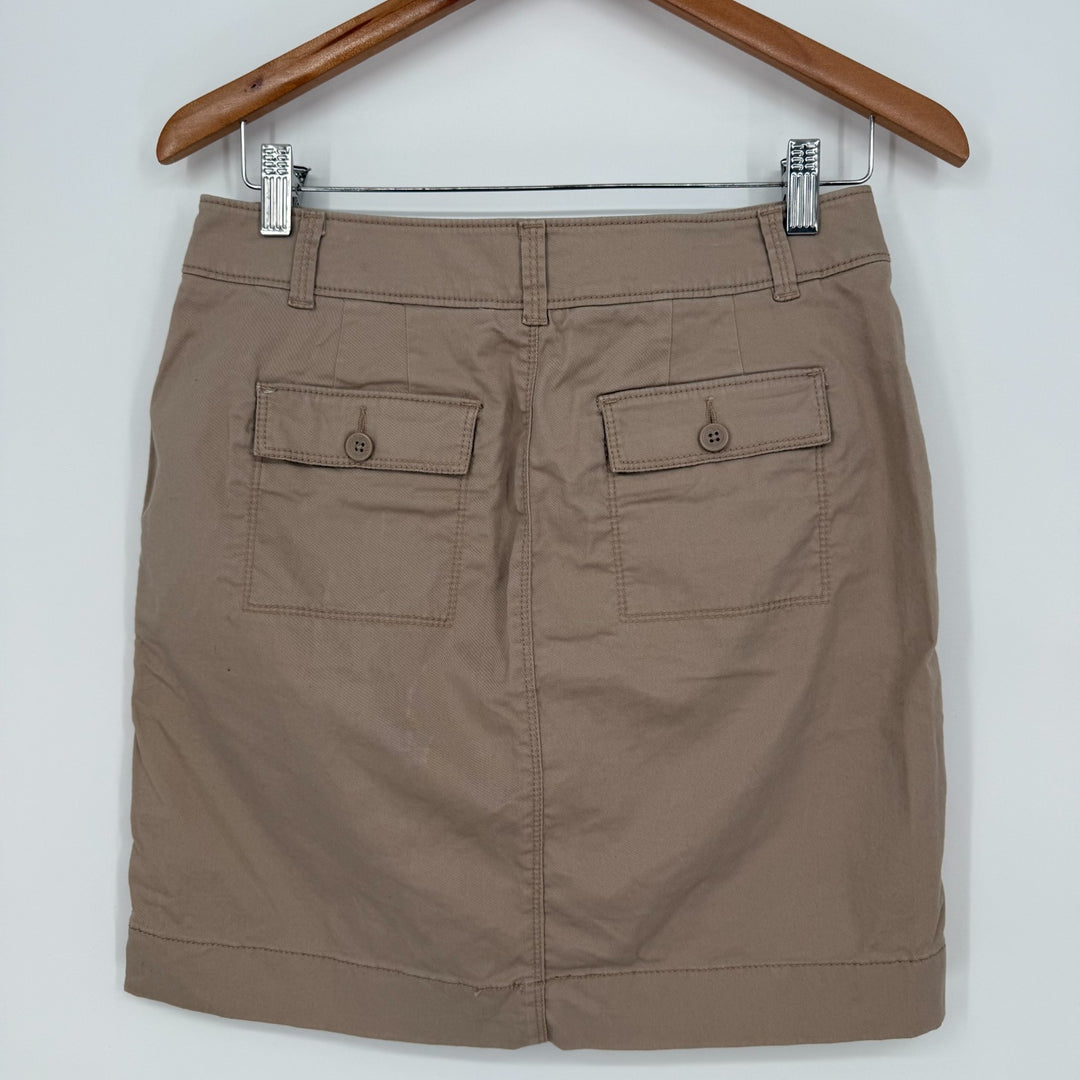 Loft Straight And Pencil Skirt Womens 2 Khaki Cotton Stretch Pockets Outdoor