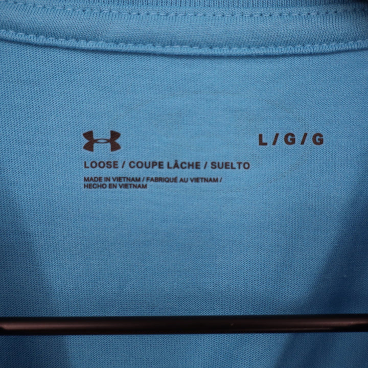 Under Armour Mens Left Chest Cut Off Tank Blue Muscle Tee Large