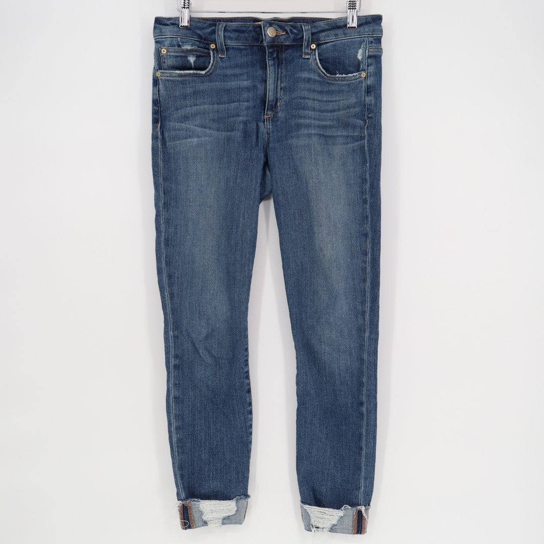 Joe's Jeans Womens 28 Blue Denim Cotton Stretch Distressed Hem High Rise Skinny