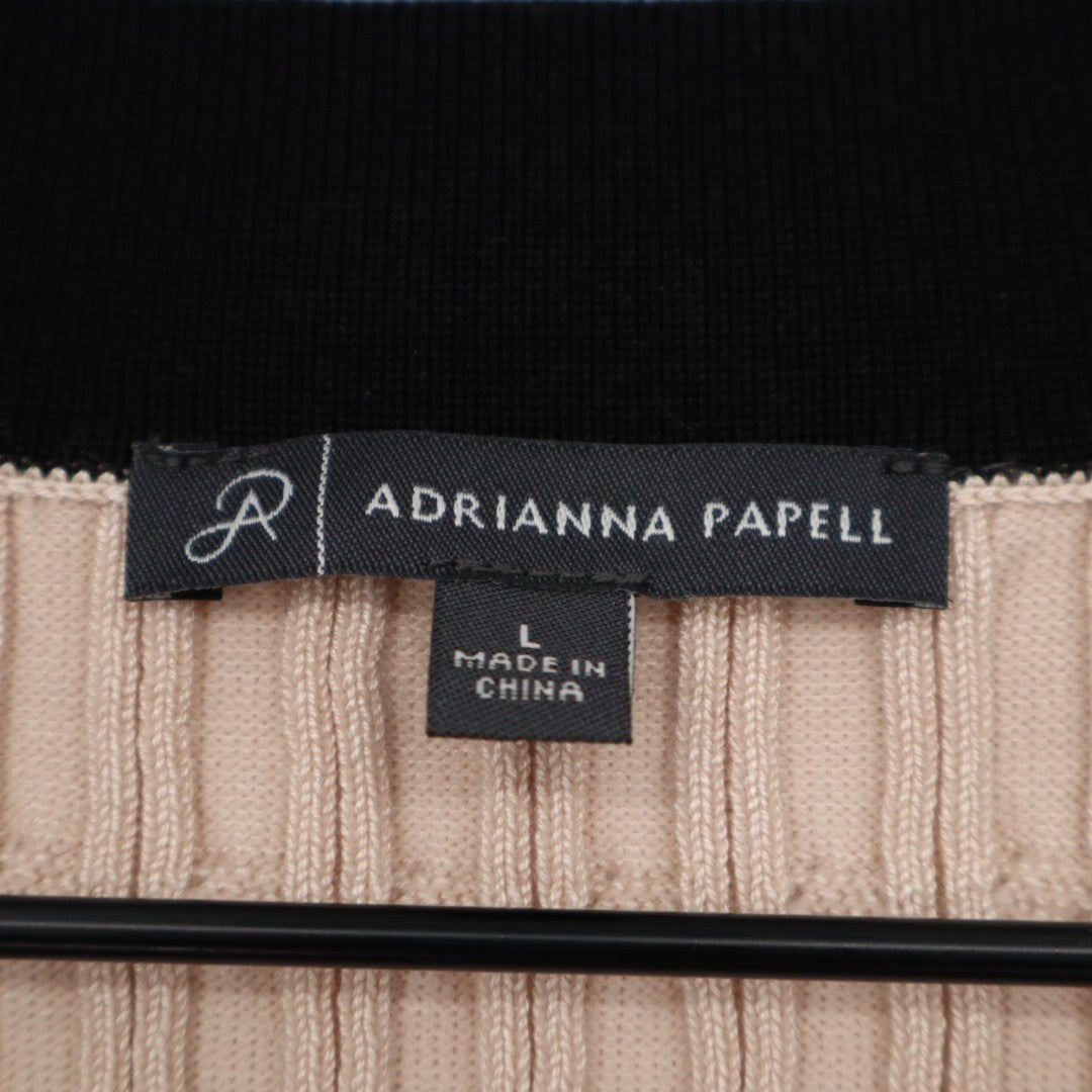 Adrianna Papell Cardigan Sweater Womens Large Blush Knitted Ribbed Long Sleeve