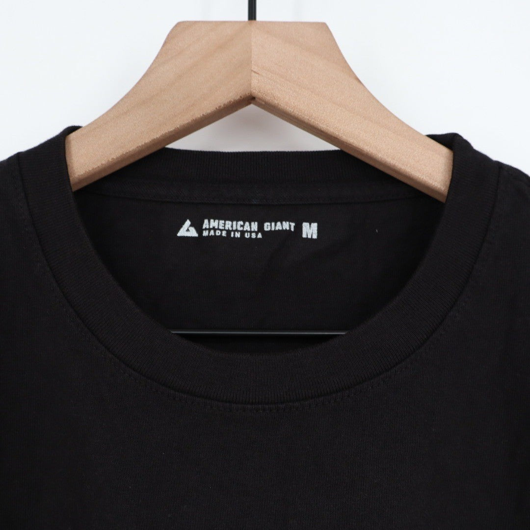 American Giant Mens Crewneck T Shirt Black Size M Made in USA Logo Patch