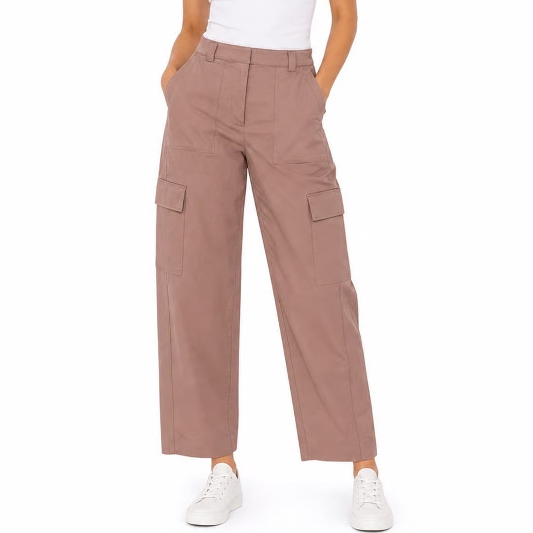 Old Navy Extra High Rise Cargo Pants Mauve Brown Straight Leg Utility Women 8