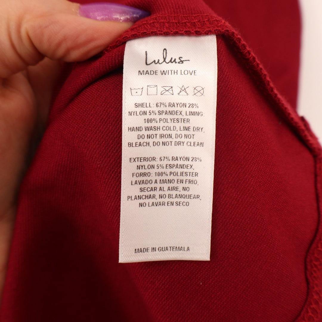 Lulus How Much I Care Maxi Dress Womens Small Red Off The Shoulder Peplum Hem