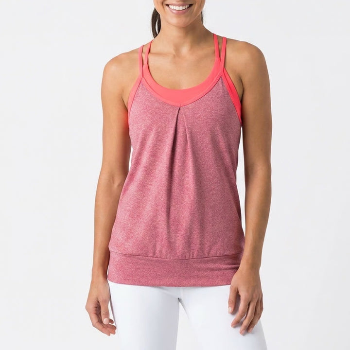 Champion C9 Womens Pink Layered Activewear Tank Top Built-in Bra Size M