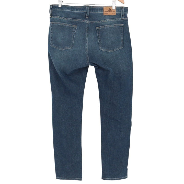 American Giant Dakota Straight Jeans Mens 36x32 Blue Medium Wash Denim Stretch