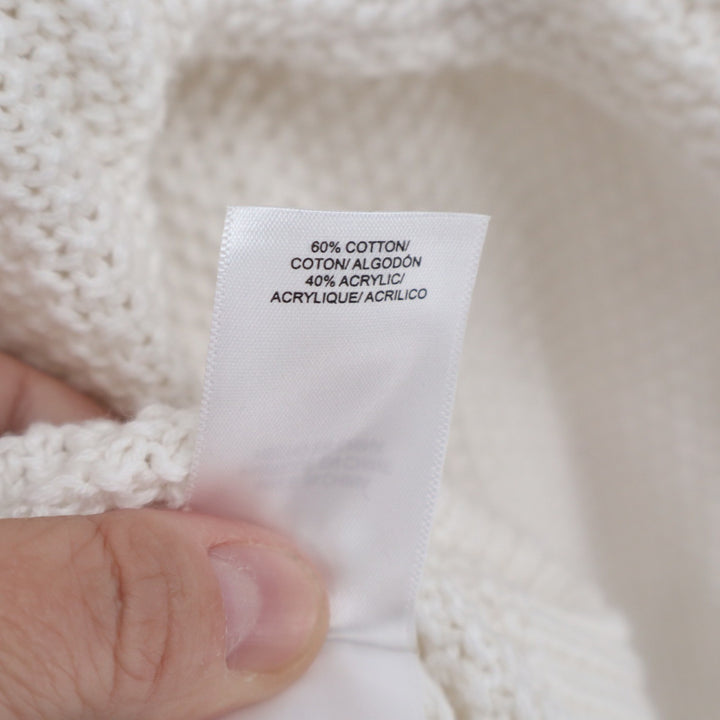 Lucky Brand Cream Knit Pullover Hoodie Sweater Cotton Blend Large KLC4206