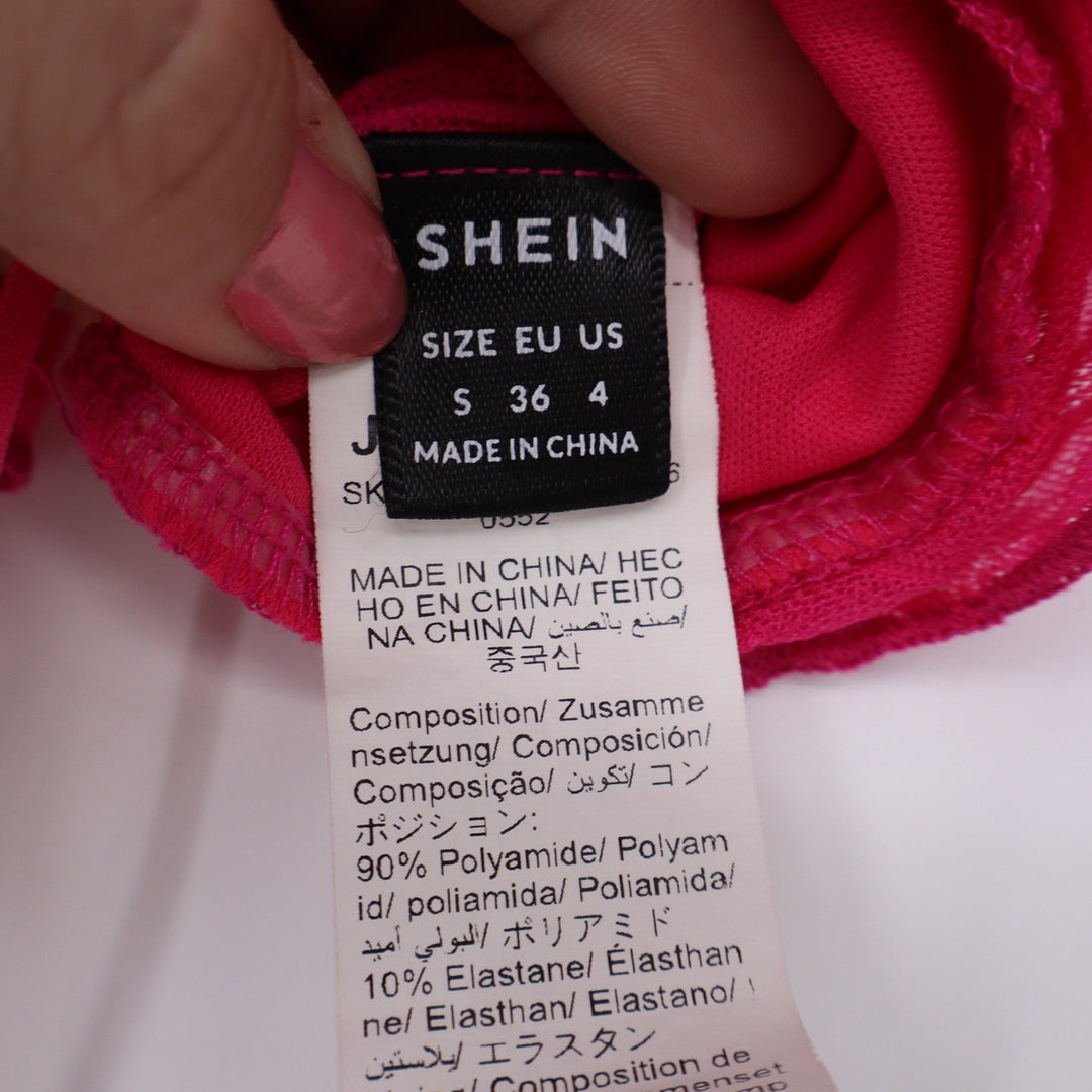 SHEIN Halter Top Women's S Pink Mesh Handkerchief Open Back Excellent
