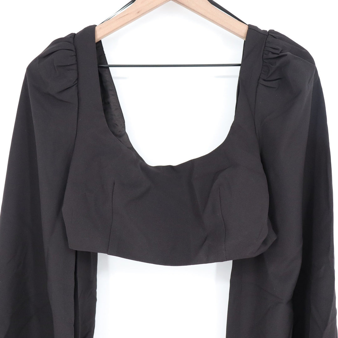 Naked Wardrobe The Statement Black Puff Lantern Sleeve Crop Top NWSP20-T19 Small
